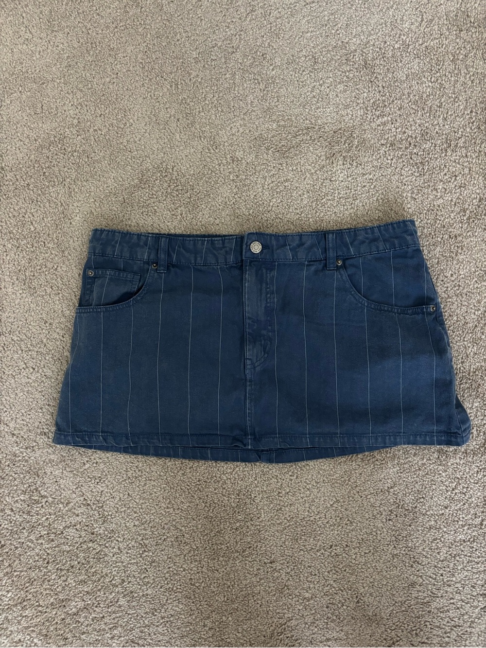 BDG Navy Pinstripe Denim Mini Skirt
